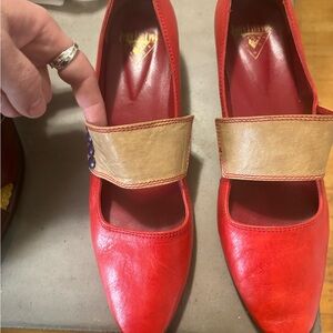 Lightly used red fluevog flats
